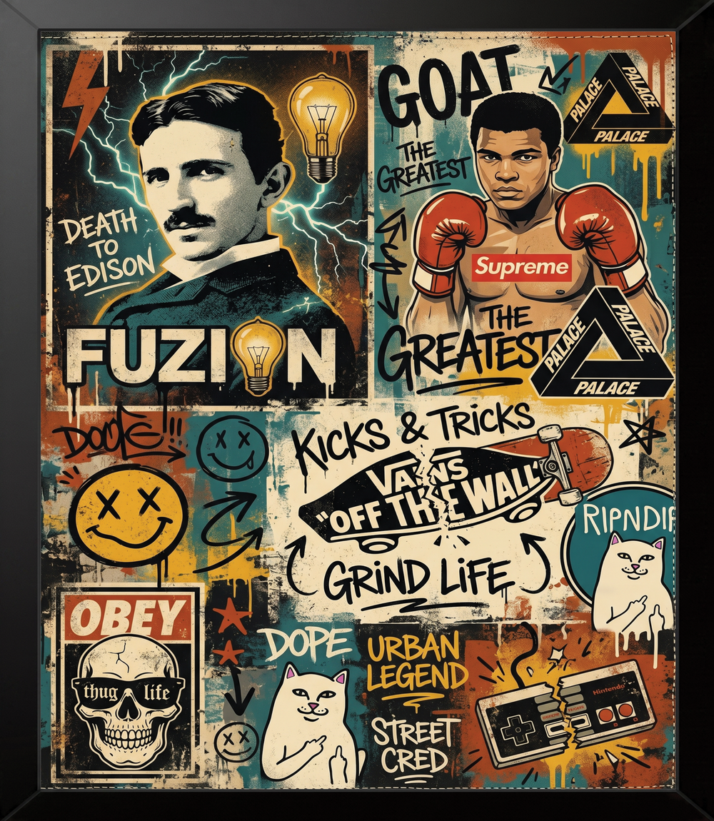 Punk Nikola Ali Frame framed wall art by BYMS