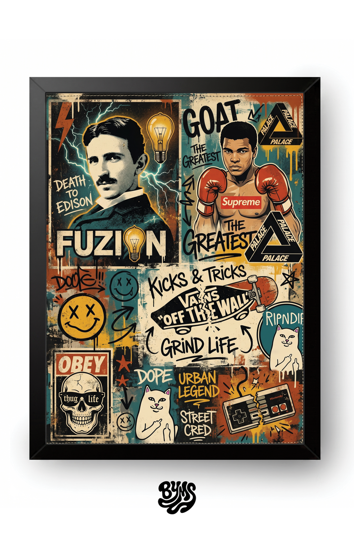 Punk Nikola Ali Frame framed wall art by BYMS