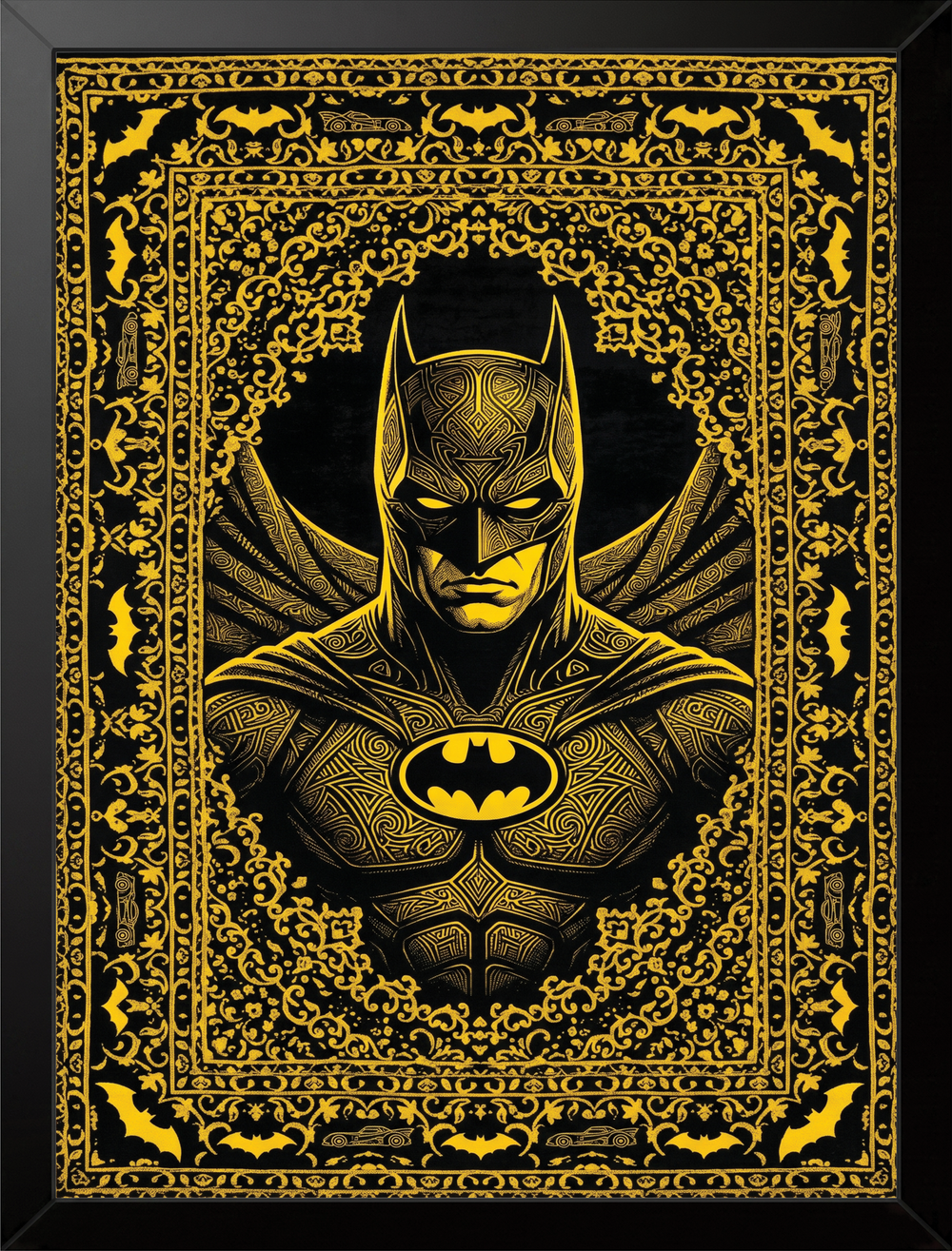 Batman Tapestry Yellow Frame framed wall art by BYMS