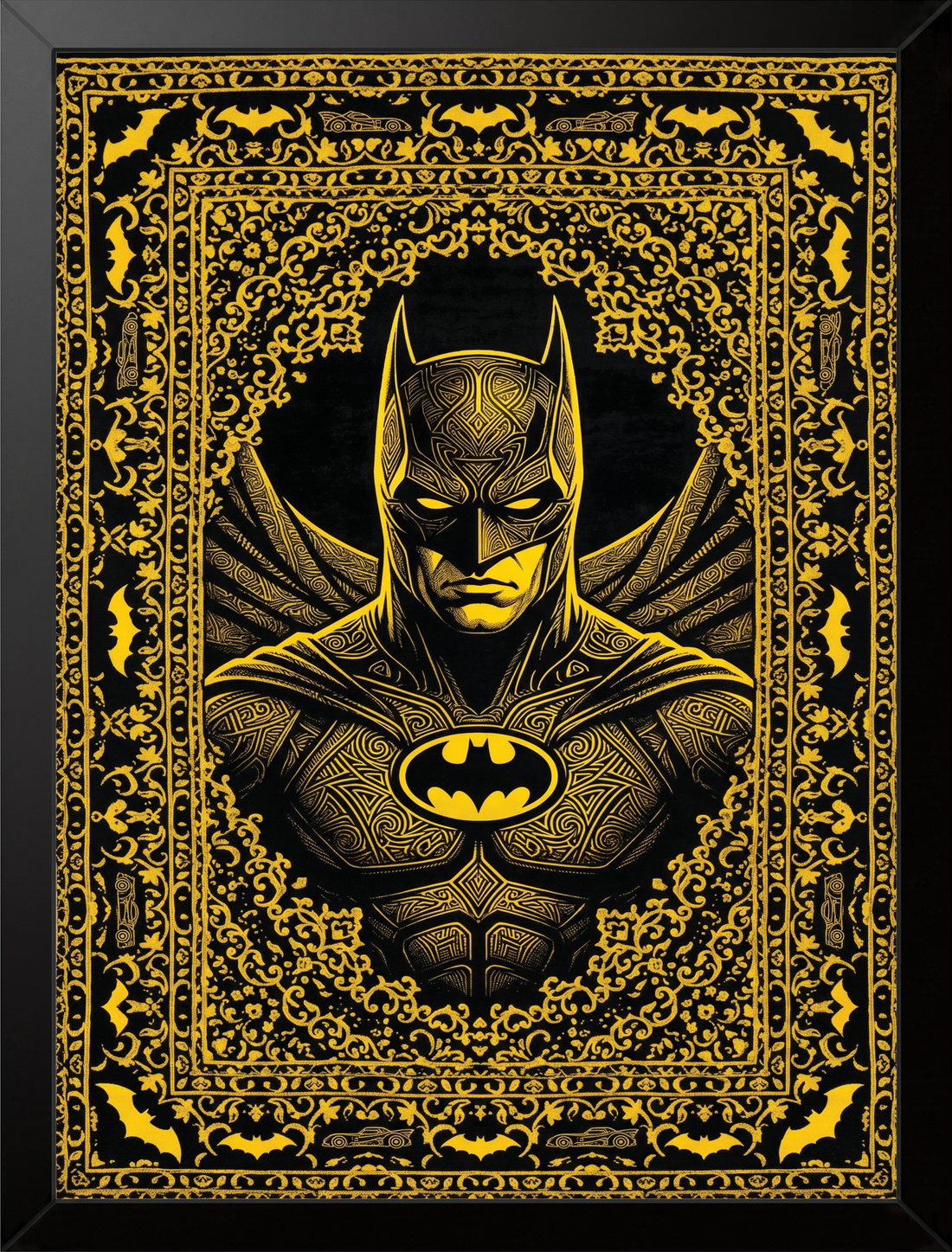 Batman Tapestry Yellow Frame framed wall art by BYMS