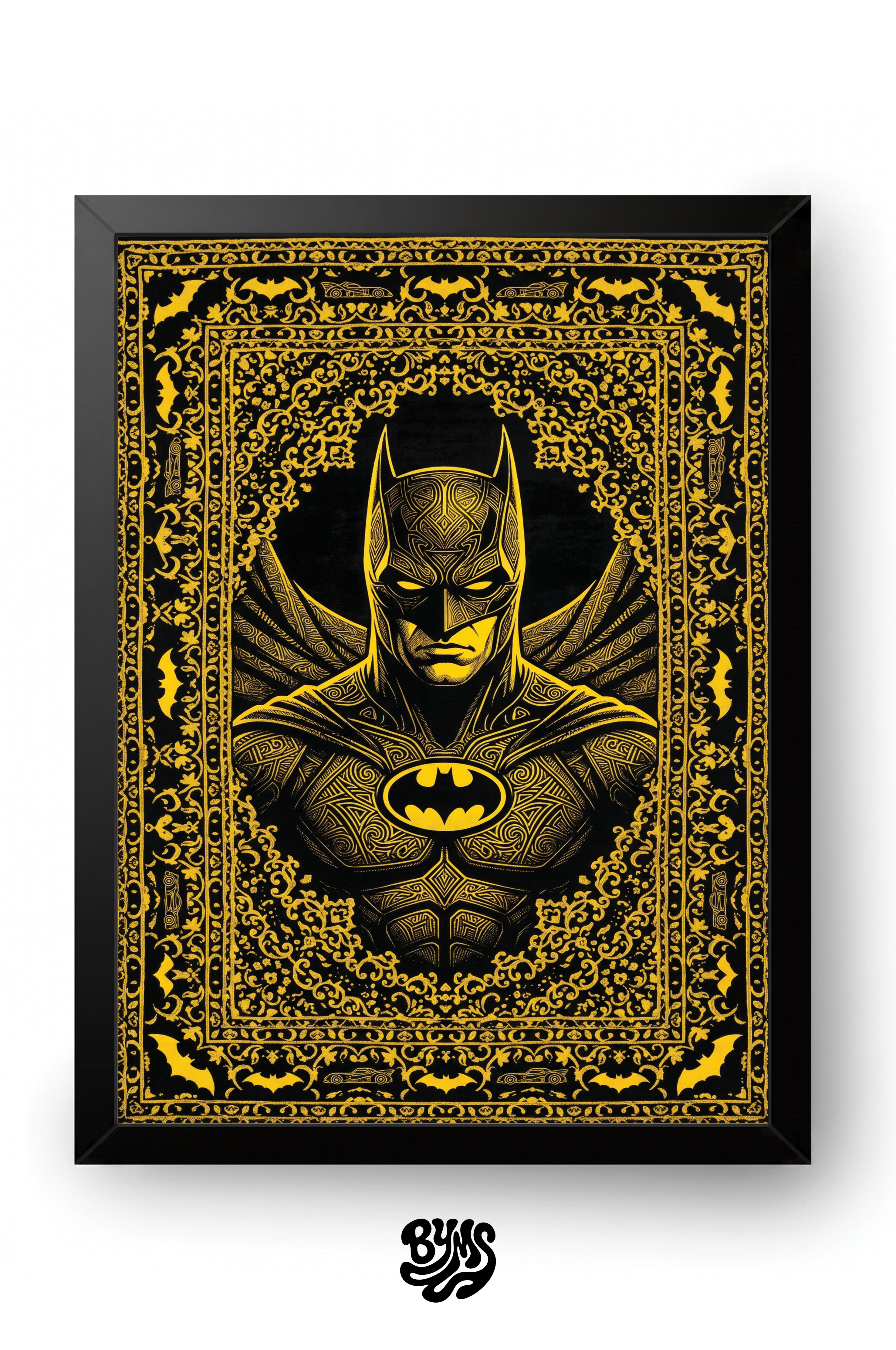 Batman Tapestry Yellow Frame framed wall art by BYMS