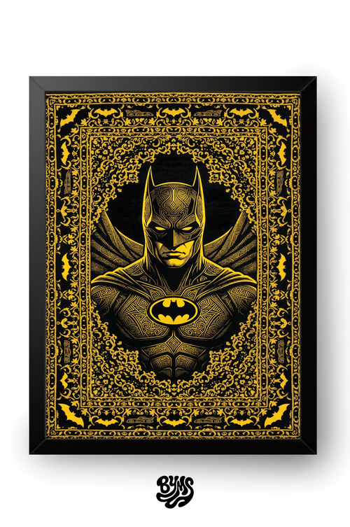 Batman Tapestry Yellow Frame framed wall art by BYMS