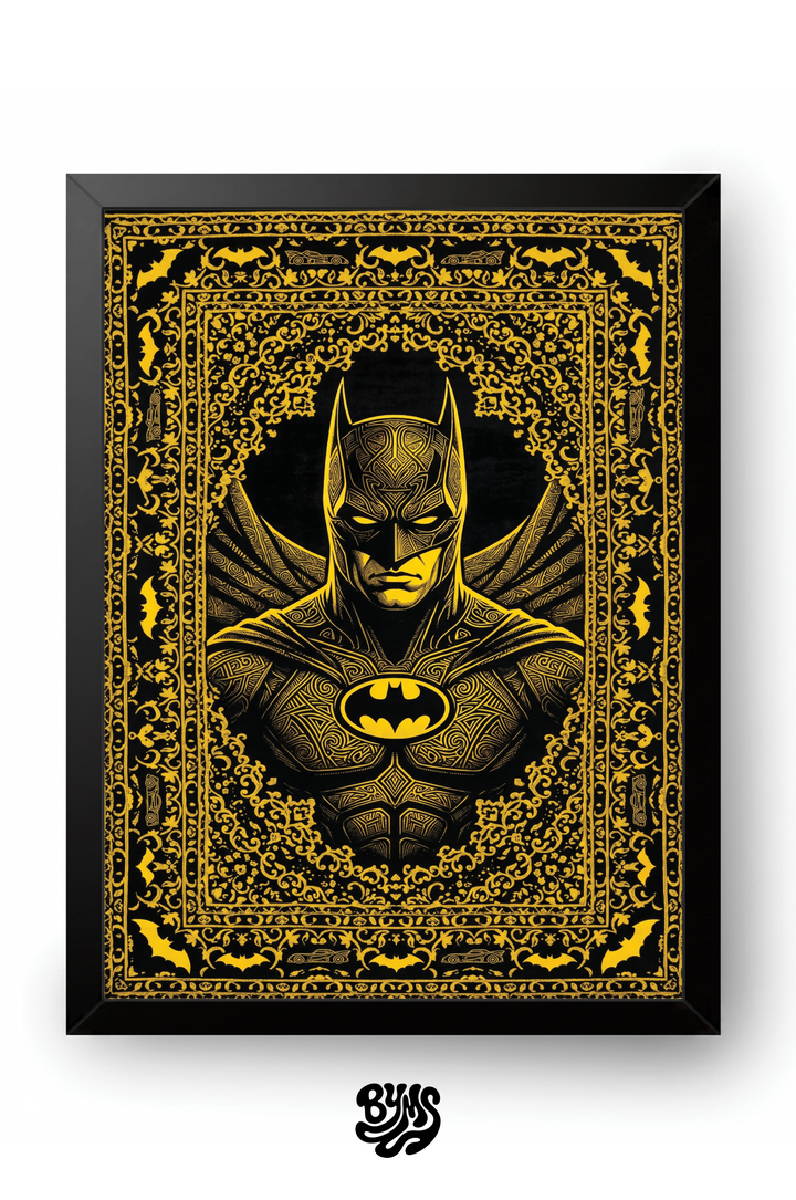Batman Tapestry Yellow Frame framed wall art by BYMS