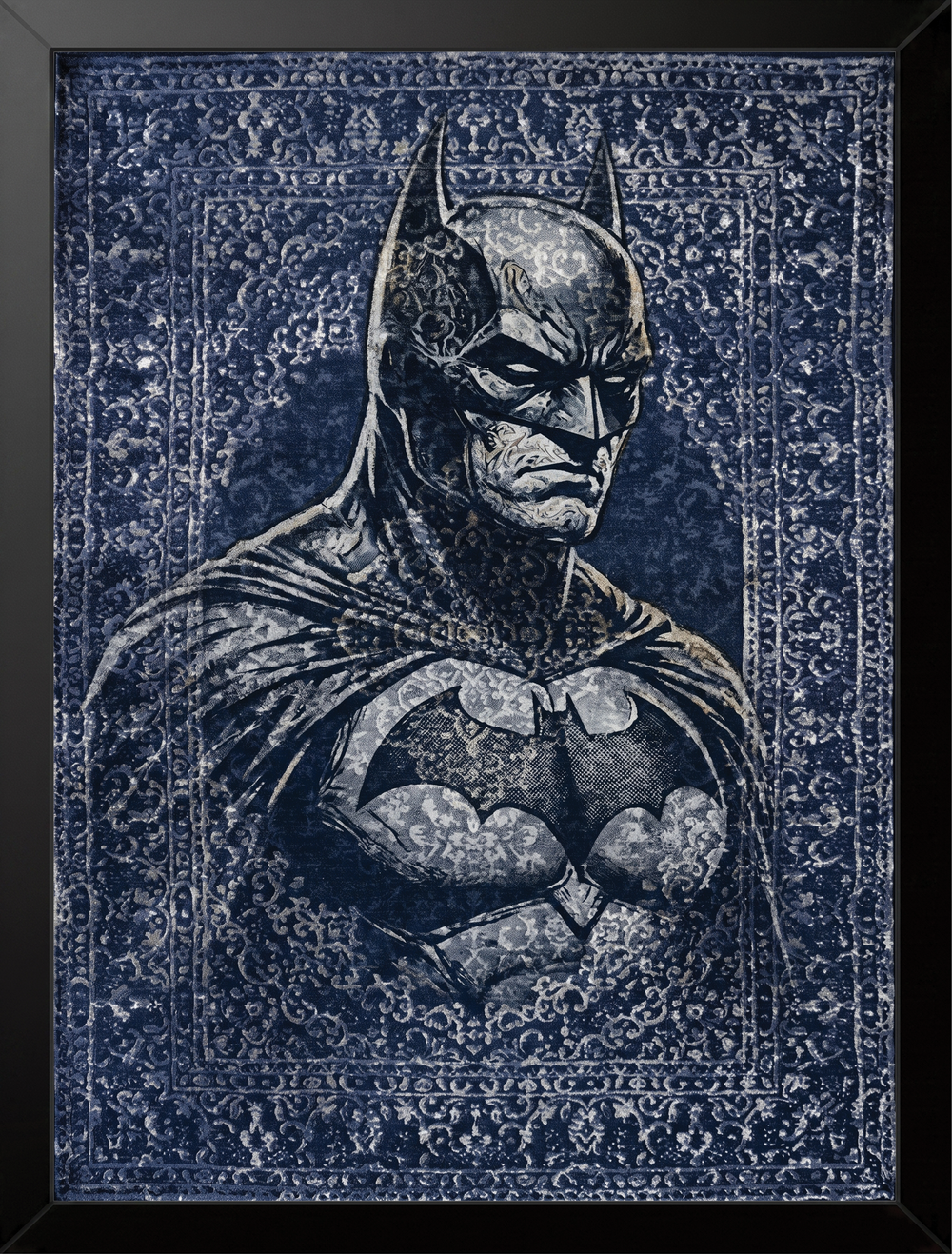 Batman Tapestry Blue Frame framed wall art by BYMS