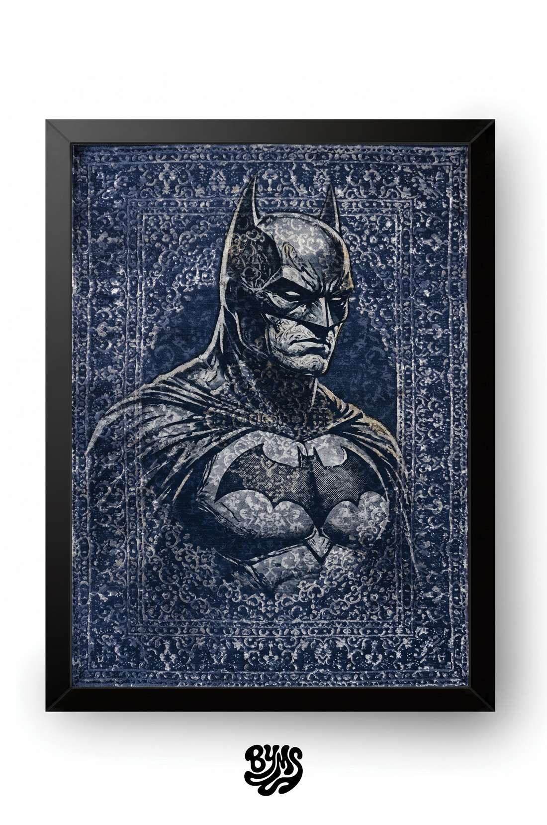 Batman Tapestry Blue Frame framed wall art by BYMS