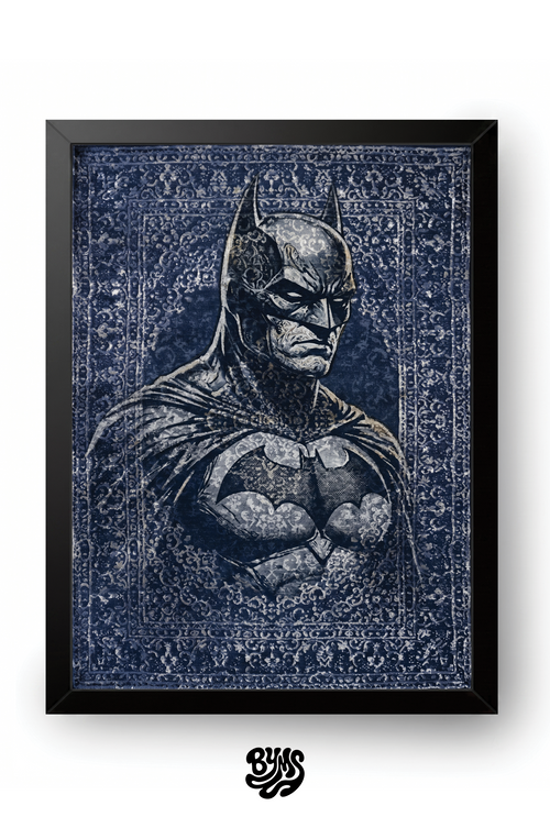 Batman Tapestry Blue Frame framed wall art by BYMS