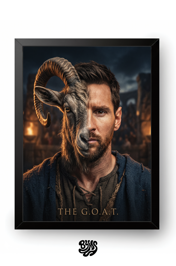 Messi GOAT Frame framed wall art by BYMS